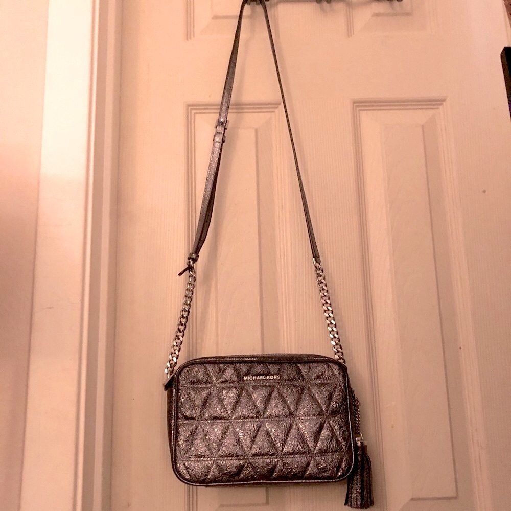 Silver Michael Kors crossbody bag